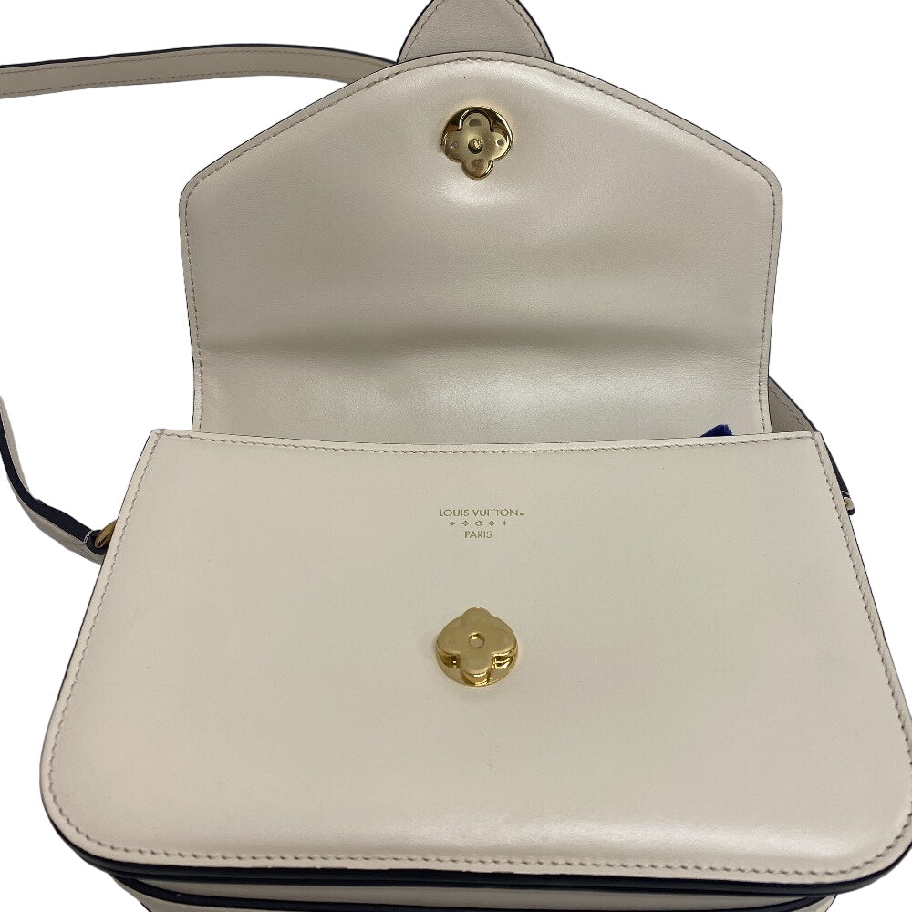 LOUIS VUITTON Shoulder Bag M55950 Calfskin Ivory LV logo Ponneuf Women Used Authentic