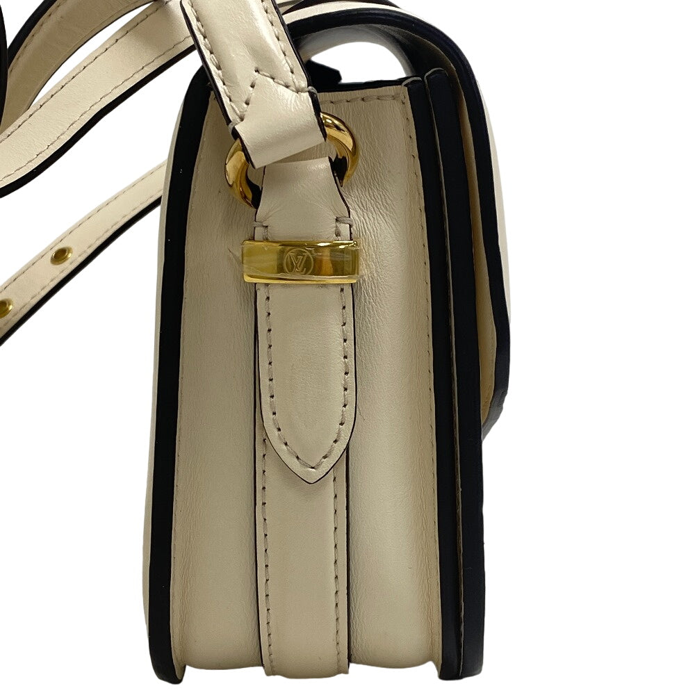 LOUIS VUITTON Shoulder Bag M55950 Calfskin Ivory LV logo Ponneuf Women Used Authentic