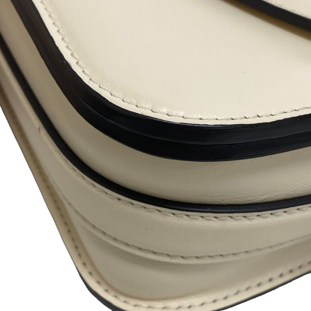 LOUIS VUITTON Shoulder Bag M55950 Calfskin Ivory LV logo Ponneuf Women Used Authentic