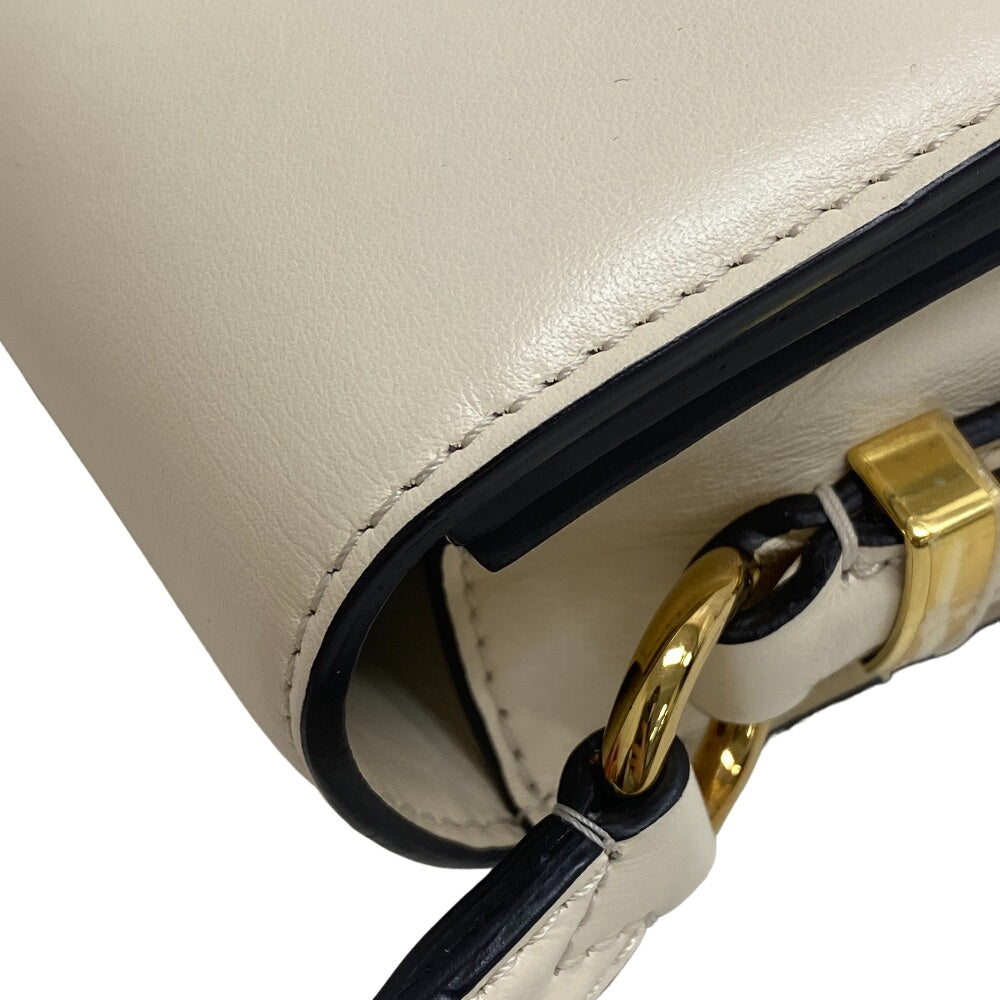 LOUIS VUITTON Shoulder Bag M55950 Calfskin Ivory LV logo Ponneuf Women Used Authentic