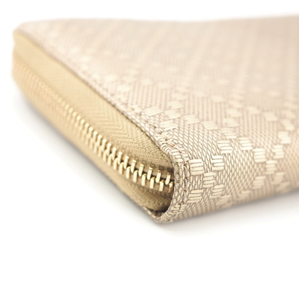GUCCI Long Wallet Purse 224253 embossed calf leather Champagne Zip Around Bamboo Diamante Women Used Authentic