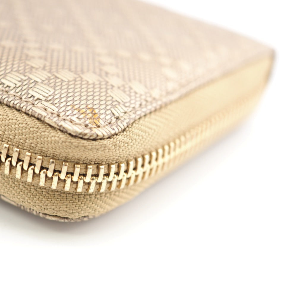 GUCCI Long Wallet Purse 224253 embossed calf leather Champagne Zip Around Bamboo Diamante Women Used Authentic