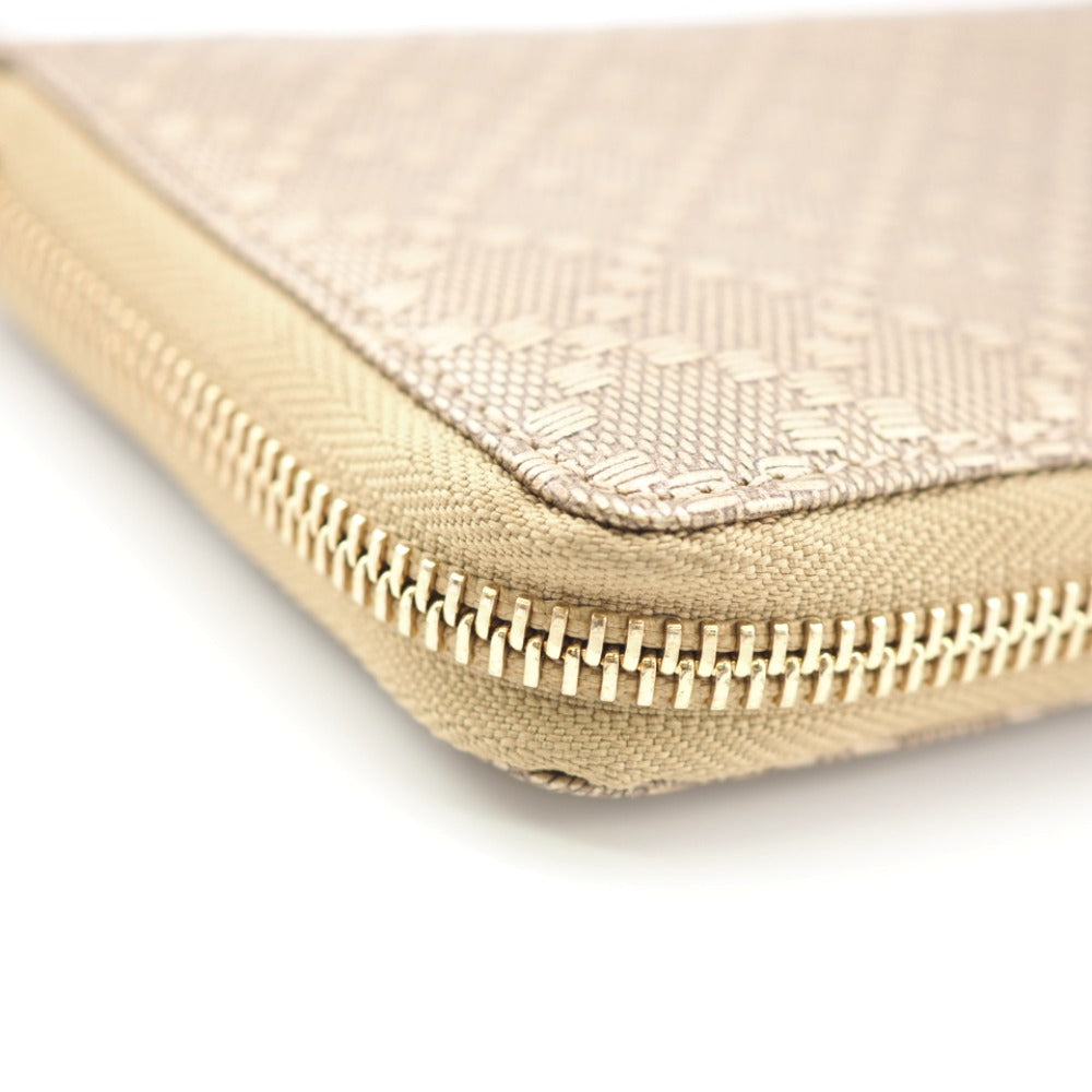 GUCCI Long Wallet Purse 224253 embossed calf leather Champagne Zip Around Bamboo Diamante Women Used Authentic