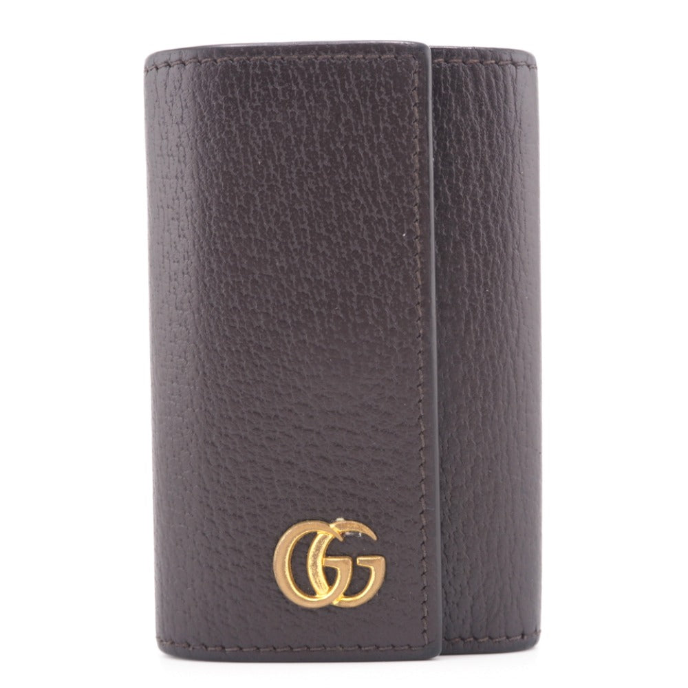 GUCCI Key case Key holder 435305 leather Brown six hooks GG Marmont unisex(Unisex) Used Authentic