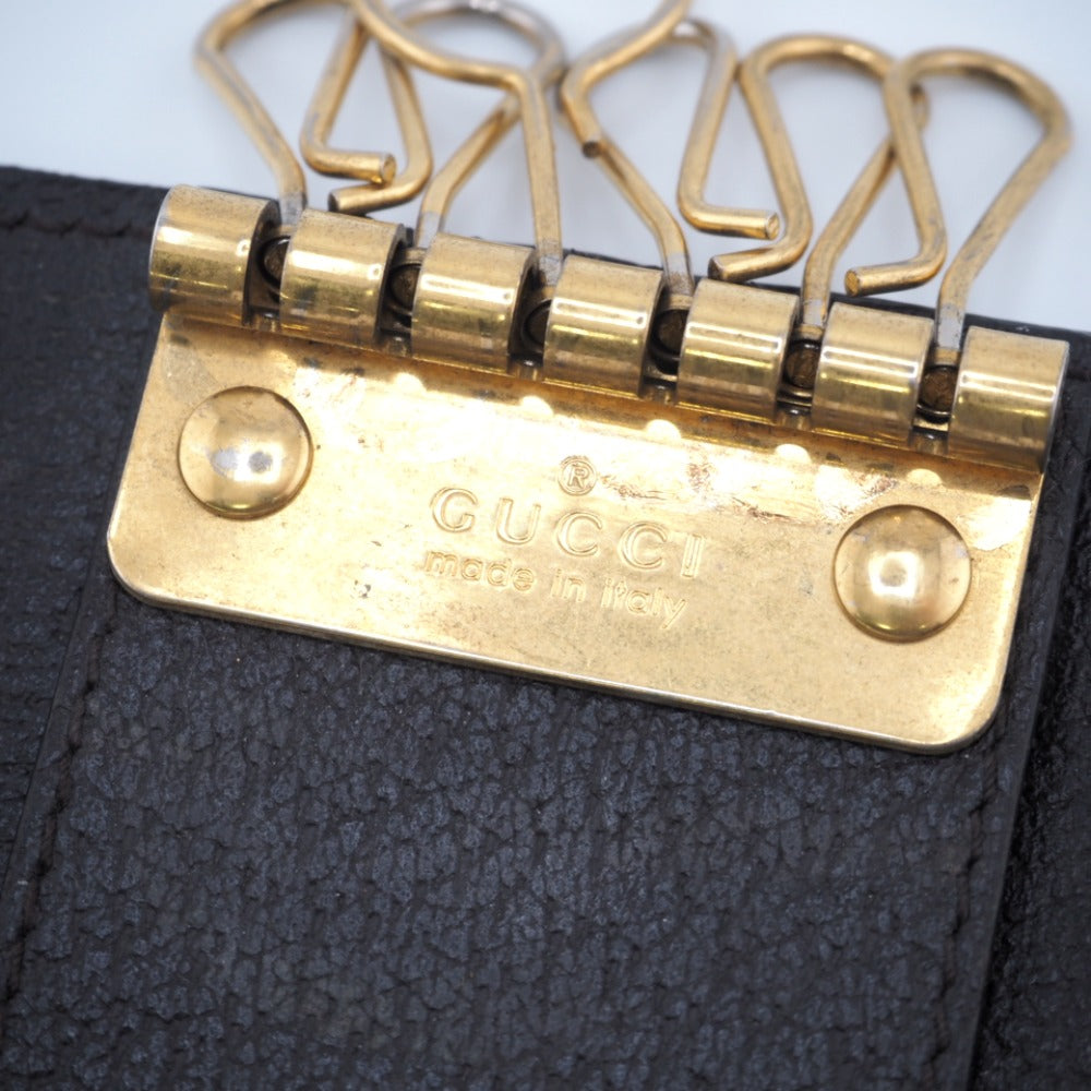 GUCCI Key case Key holder 435305 leather Brown six hooks GG Marmont unisex(Unisex) Used Authentic