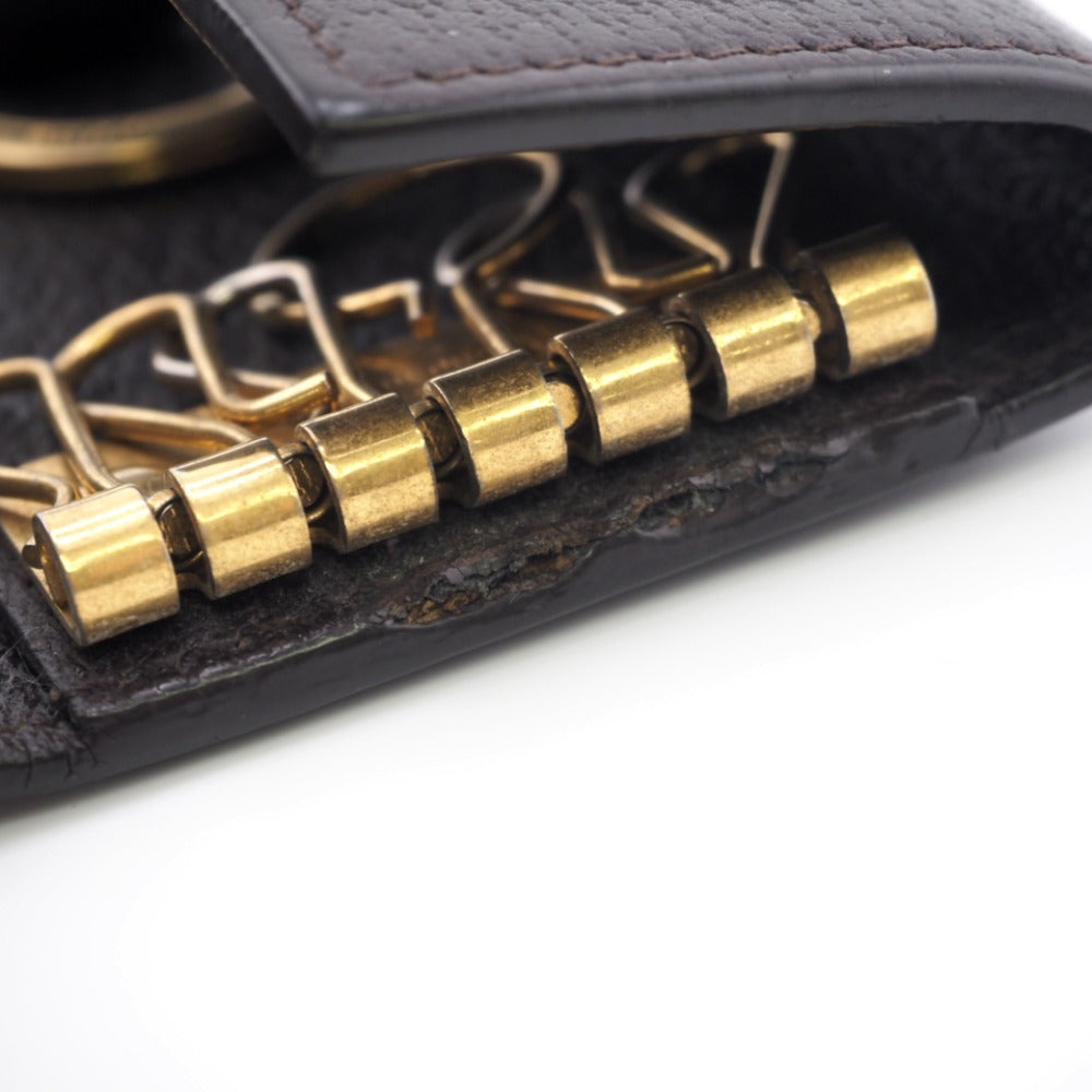 GUCCI Key case Key holder 435305 leather Brown six hooks GG Marmont unisex(Unisex) Used Authentic