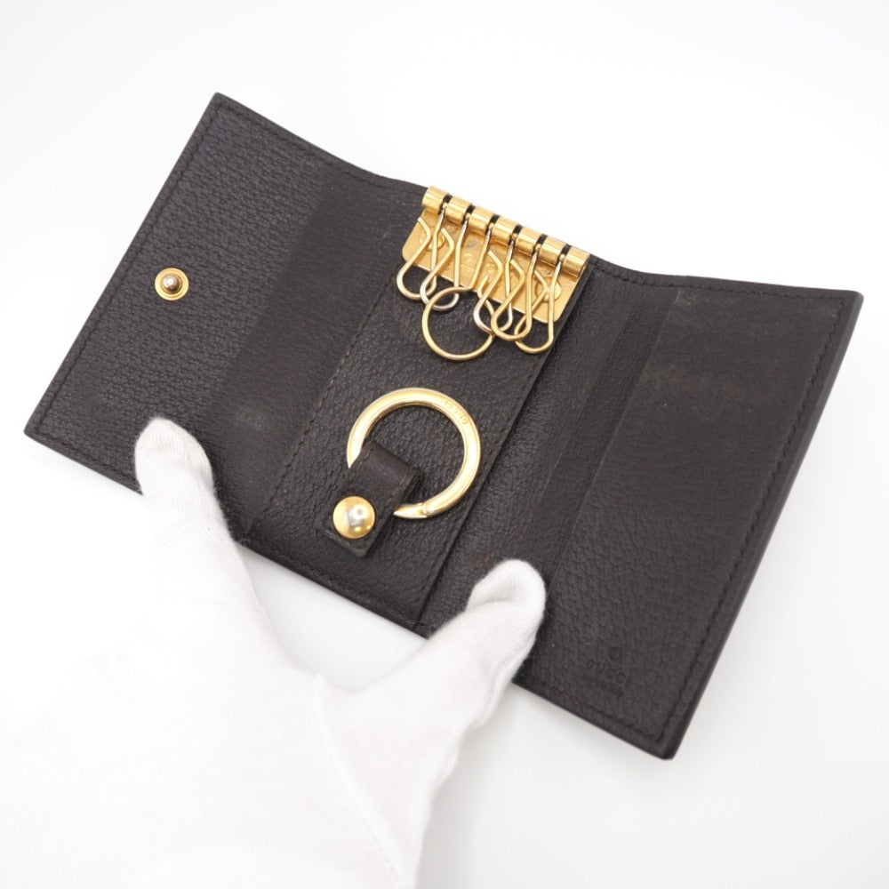 GUCCI Key case Key holder 435305 leather Brown six hooks GG Marmont unisex(Unisex) Used Authentic