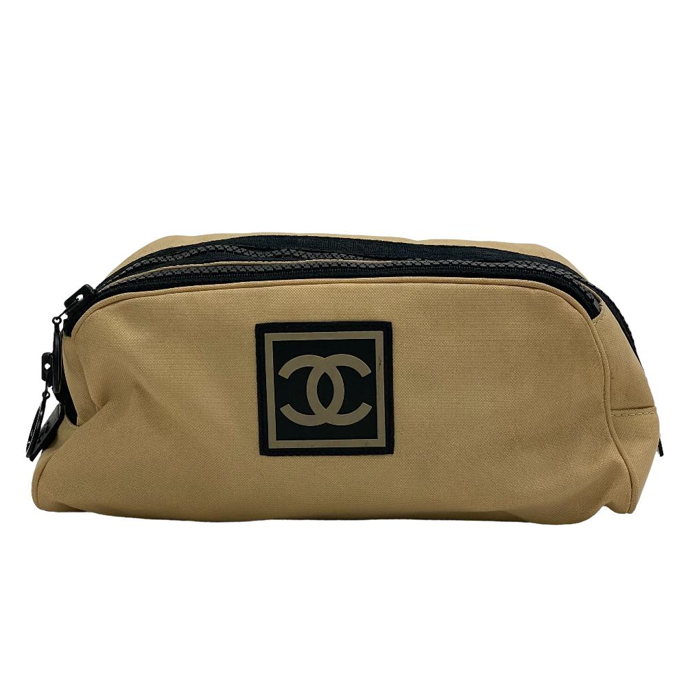 CHANEL Pouch Nylon beige COCO Mark Chanel Sport