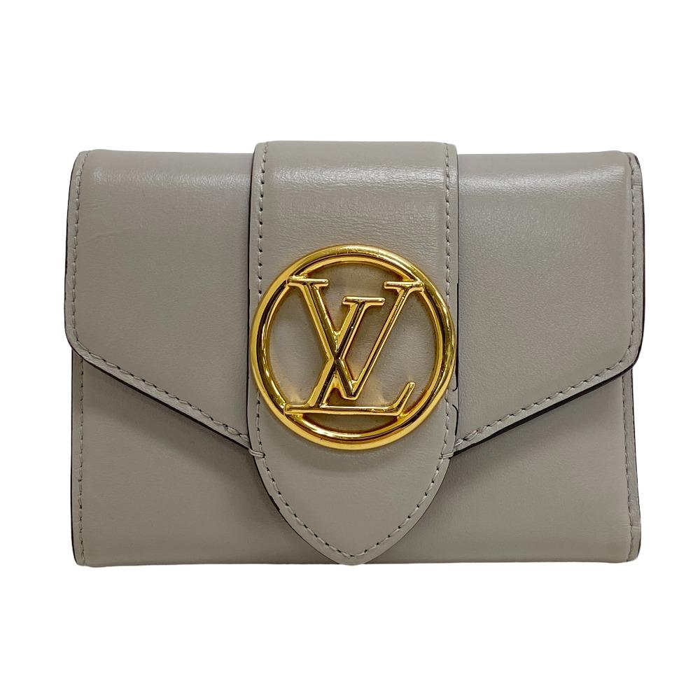 LOUIS VUITTON Tri-fold wallet M80475 leather gray Portefeuille Ponneuf