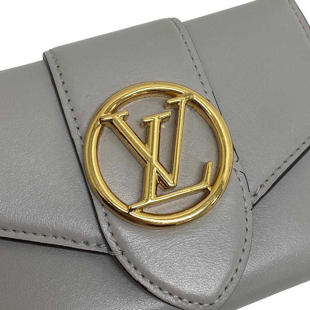 LOUIS VUITTON Tri-fold wallet M80475 leather gray Portefeuille Ponneuf