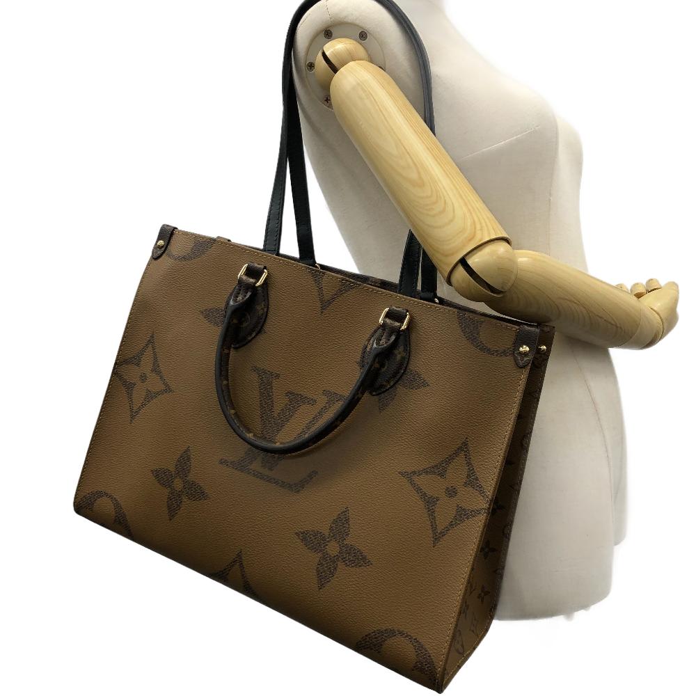 LOUIS VUITTON Handbag M45321 leather Brown Monogram Giant Reverse On the Go MM Women Used Authentic