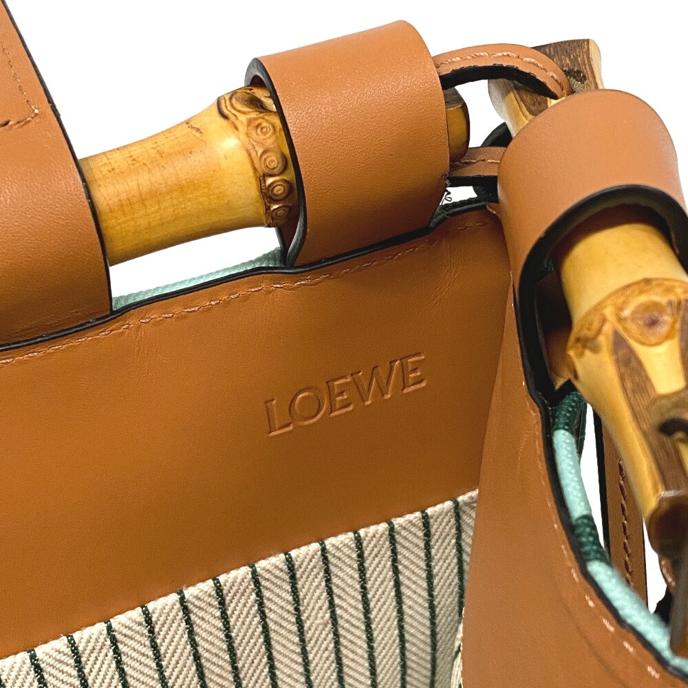 LOEWE Tote Bag Canvas, Leather Light blue Bamboo cushion Women Used Authentic