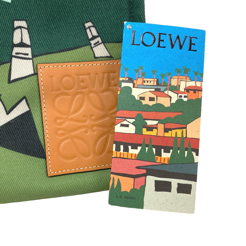 LOEWE Tote Bag Canvas, Leather Light blue Bamboo cushion Women Used Authentic