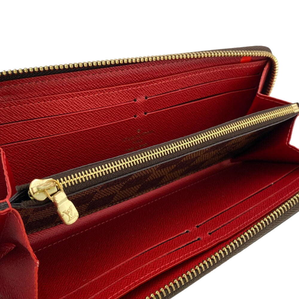 LOUIS VUITTON Long Wallet Purse N60534 leather Brown Damier Portefeuille Clemence
