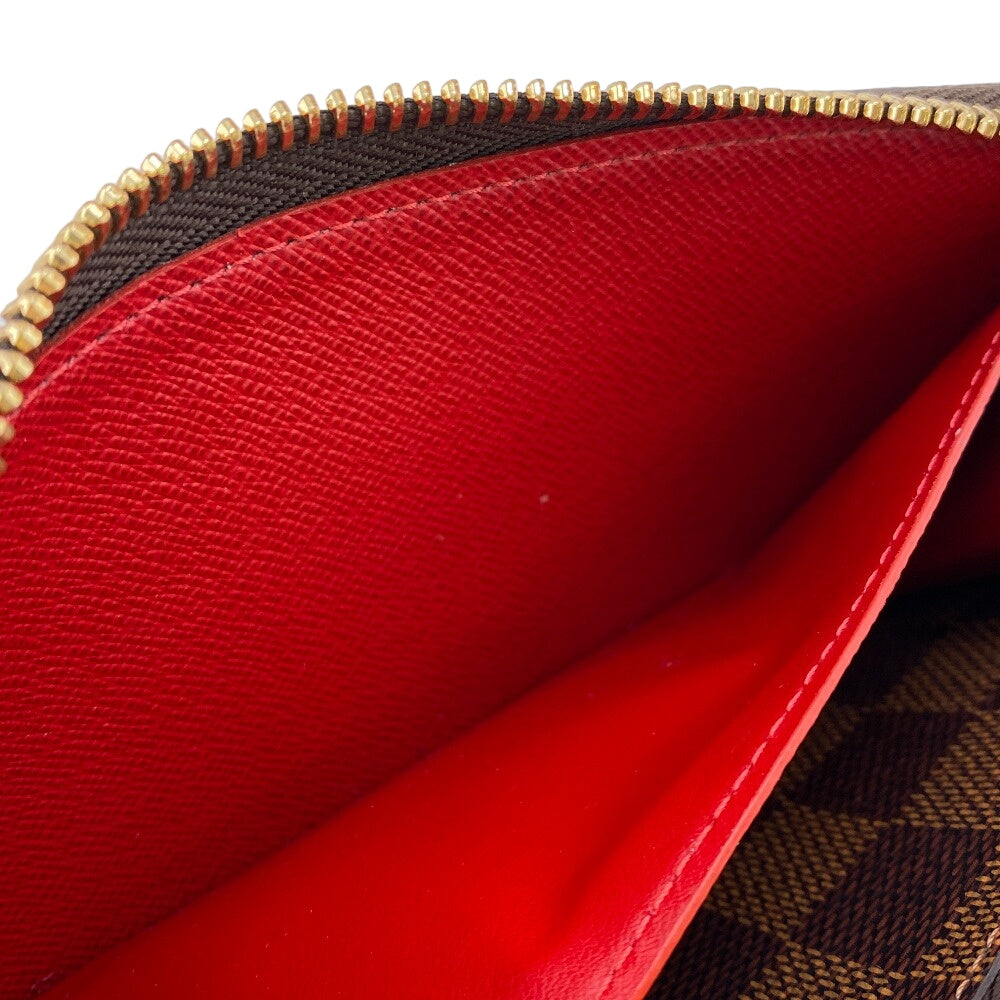 LOUIS VUITTON Long Wallet Purse N60534 leather Brown Damier Portefeuille Clemence