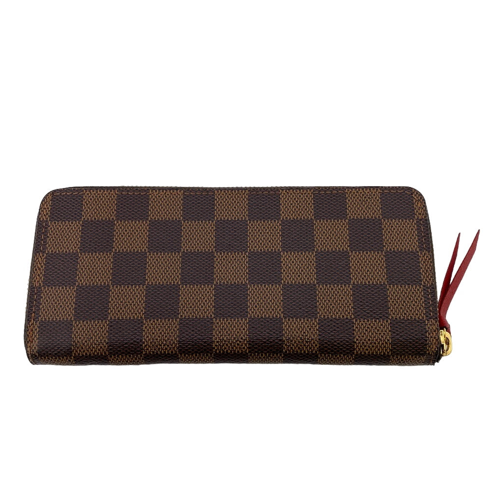 LOUIS VUITTON Long Wallet Purse N60534 leather Brown Damier Portefeuille Clemence