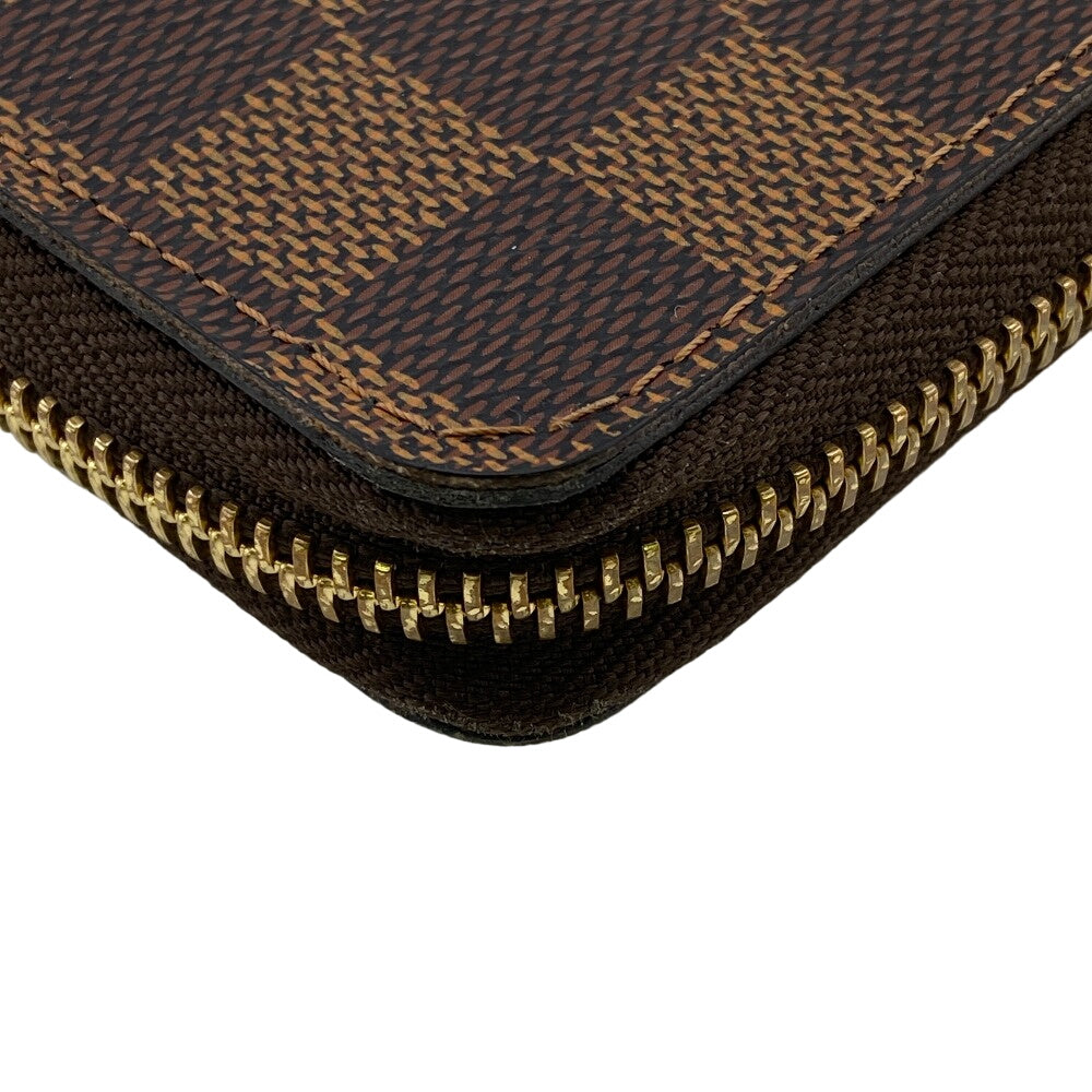 LOUIS VUITTON Long Wallet Purse N60534 leather Brown Damier Portefeuille Clemence