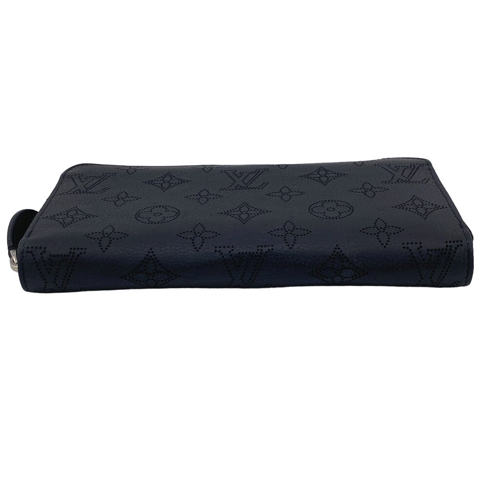 LOUIS VUITTON Long Wallet Purse M61867 Calfskin black Calf Black Mahina Zippy wallet
