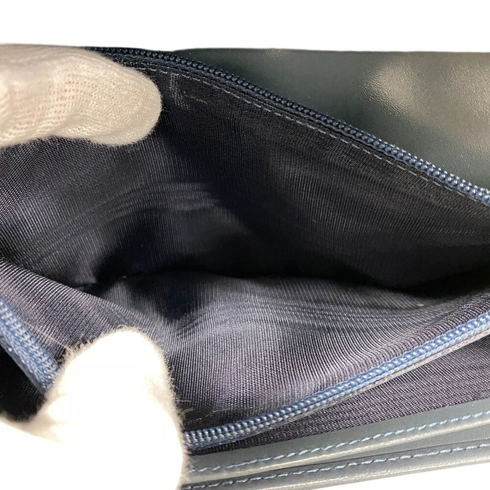 PRADA Long Wallet Purse leather blue Vittero