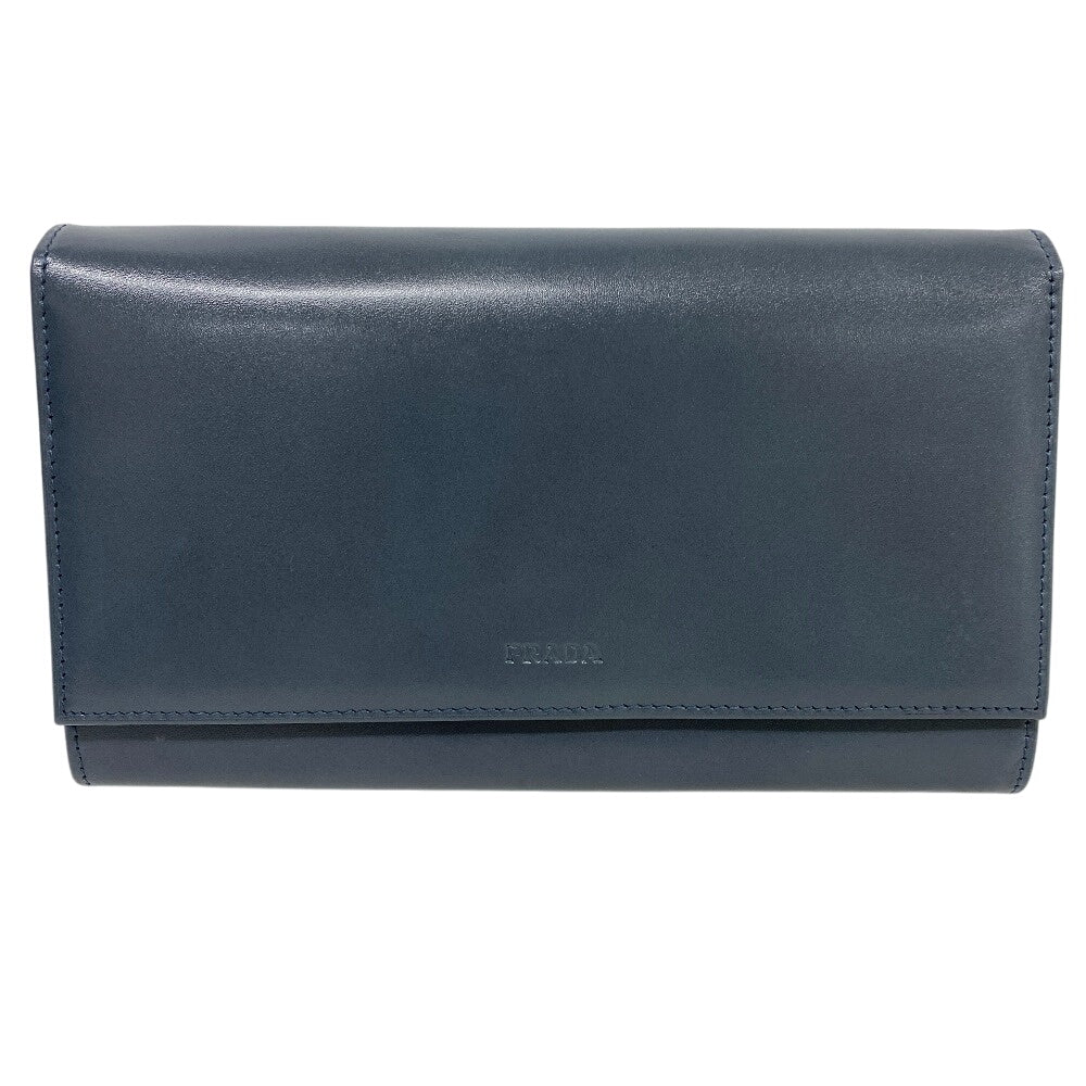 PRADA Long Wallet Purse leather blue Vittero