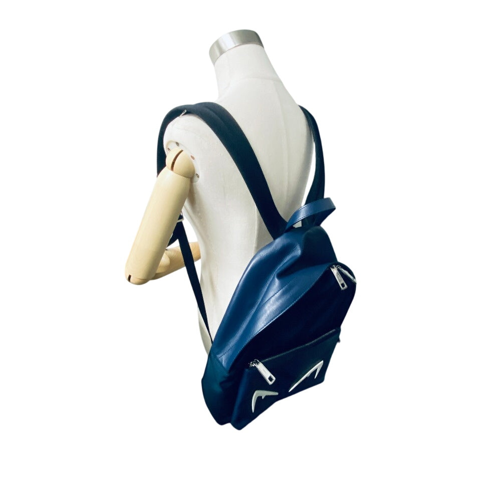 FENDI Backpack 7VZ042 Nylon, Leather Navy monster