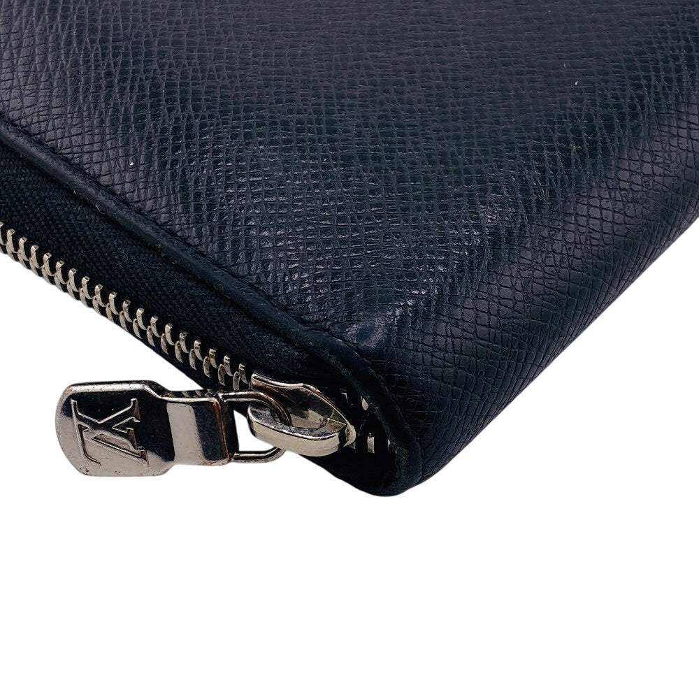 LOUIS VUITTON Long Wallet Purse M30056 leather black Taiga Zippy Organizer