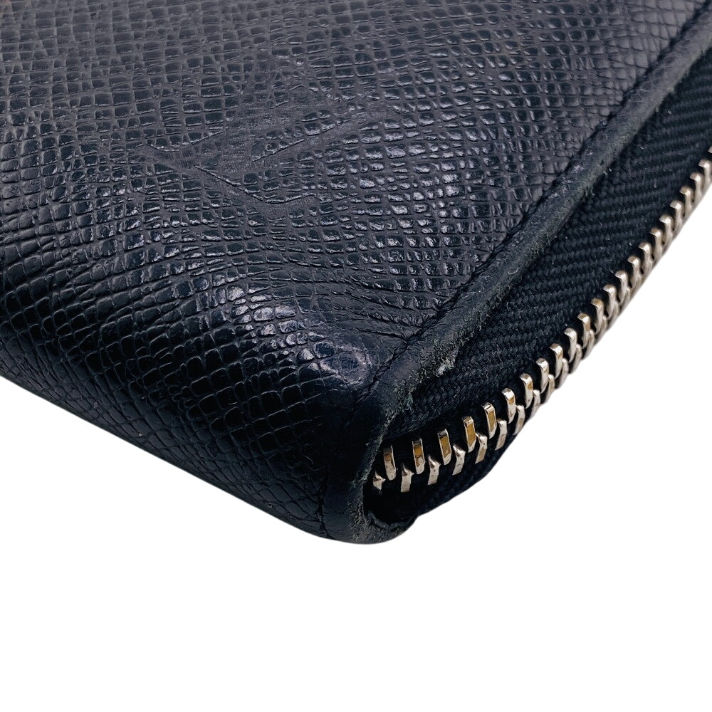 LOUIS VUITTON Long Wallet Purse M30056 leather black Taiga Zippy Organizer