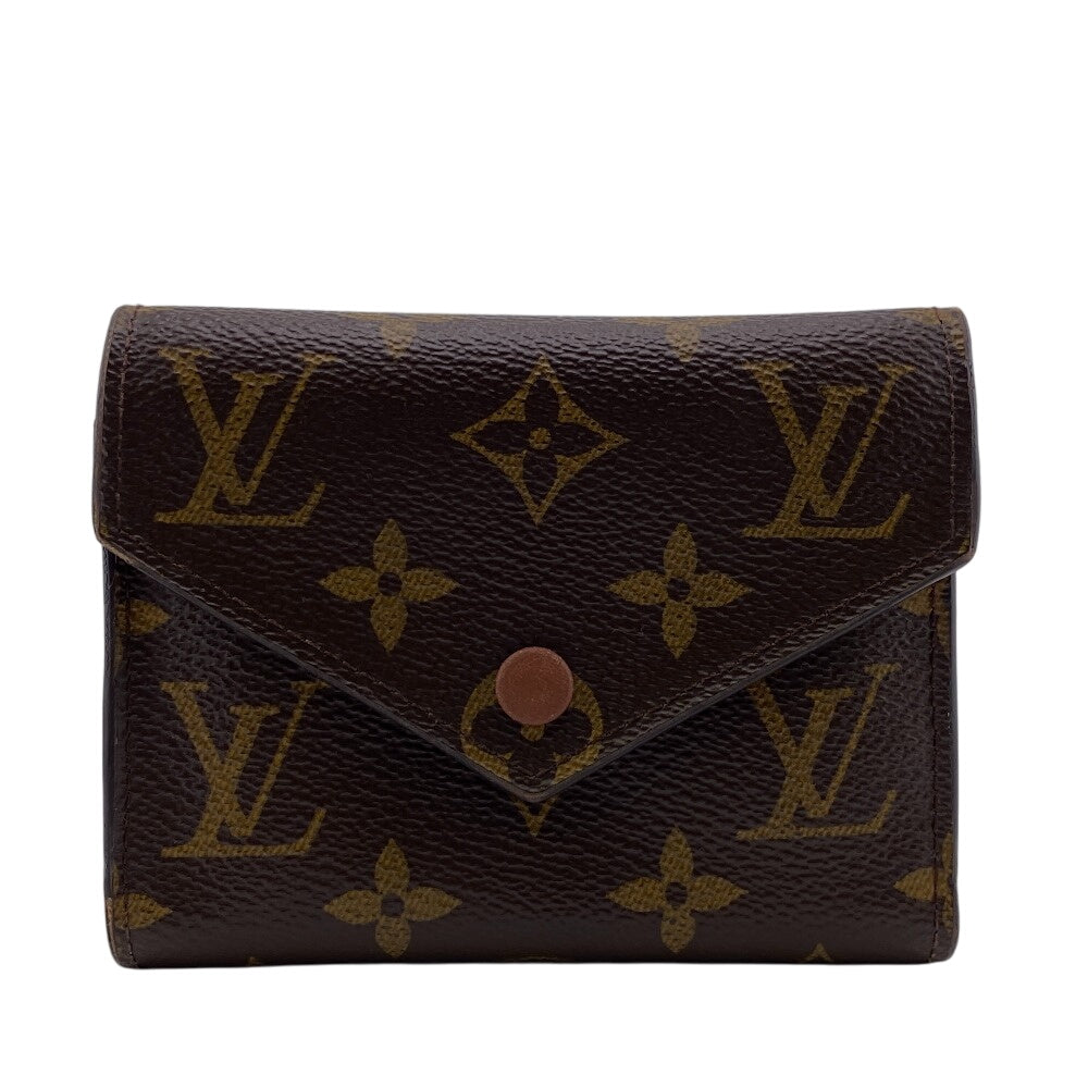 LOUIS VUITTON Tri-fold wallet M62472 leather Brown Monogram Victorine
