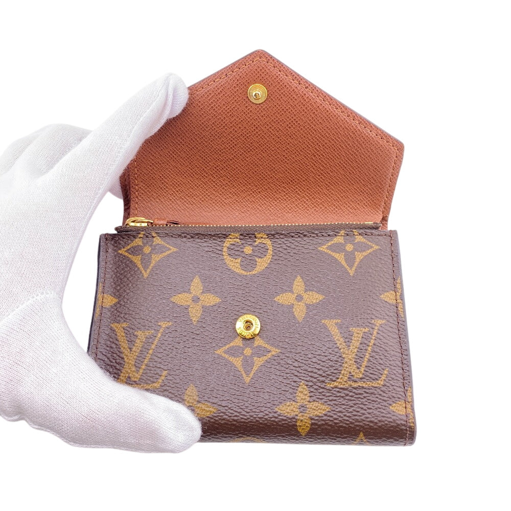 LOUIS VUITTON Tri-fold wallet M62472 leather Brown Monogram Victorine
