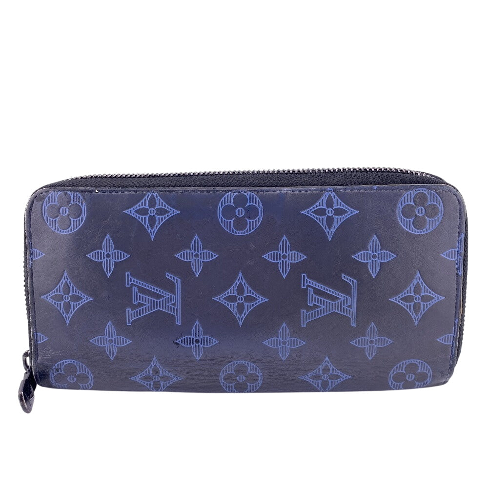 LOUIS VUITTON Long Wallet Purse M80423 leather Navy Monogram Vertical