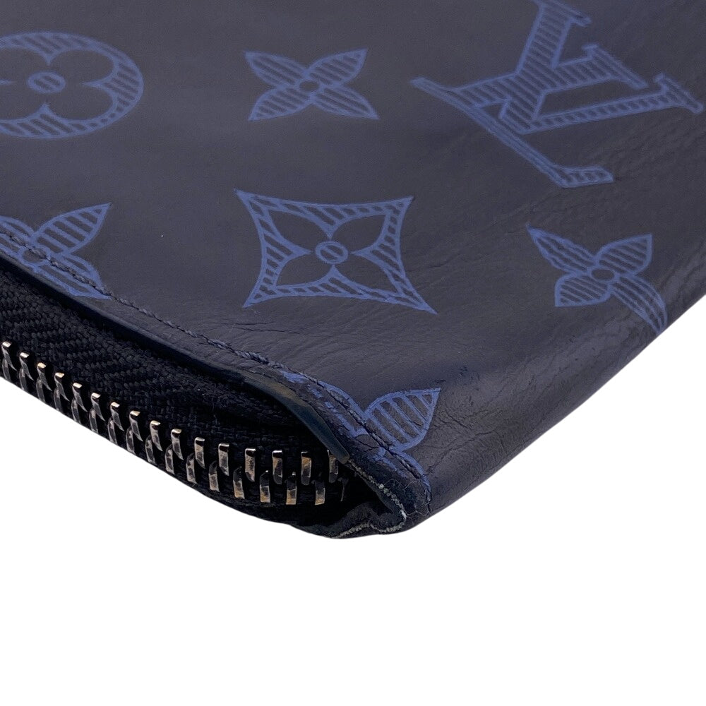 LOUIS VUITTON Long Wallet Purse M80423 leather Navy Monogram Vertical