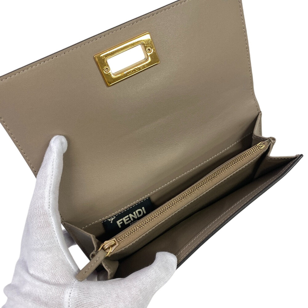 FENDI Long Wallet Purse 8M0308 Calfskin Gurege Tortoise pattern Peekaboo