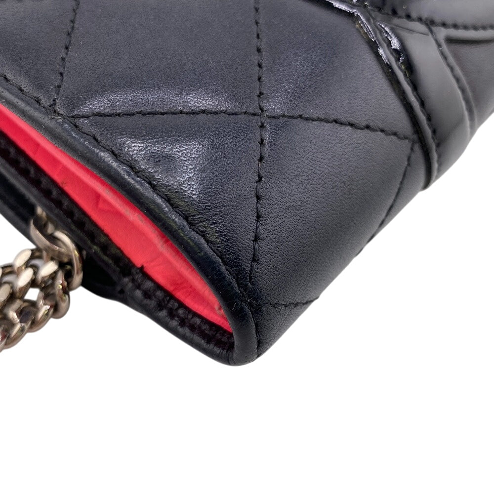 CHANEL Bifold Wallet leather black Cambon