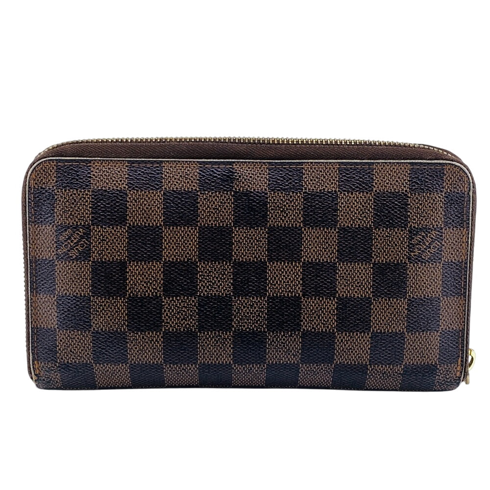 LOUIS VUITTON Long Wallet Purse N60003 leather Brown Damier Zippy Organizer