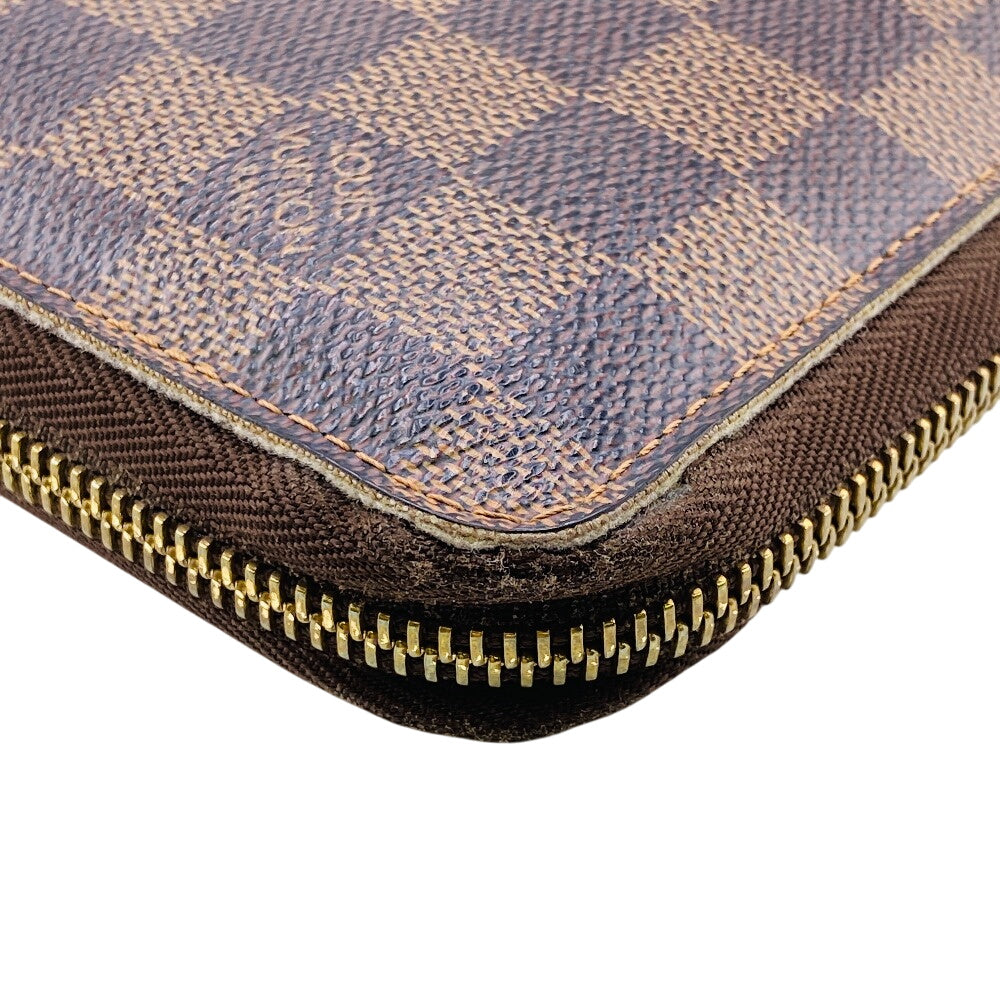 LOUIS VUITTON Long Wallet Purse N60003 leather Brown Damier Zippy Organizer