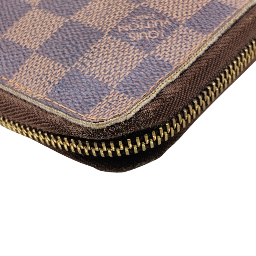 LOUIS VUITTON Long Wallet Purse N60003 leather Brown Damier Zippy Organizer