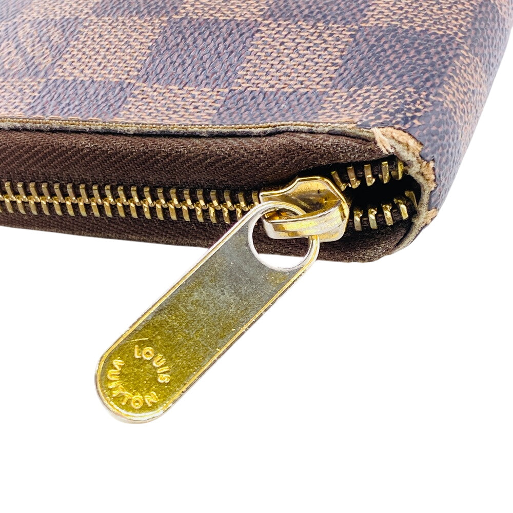 LOUIS VUITTON Long Wallet Purse N60003 leather Brown Damier Zippy Organizer