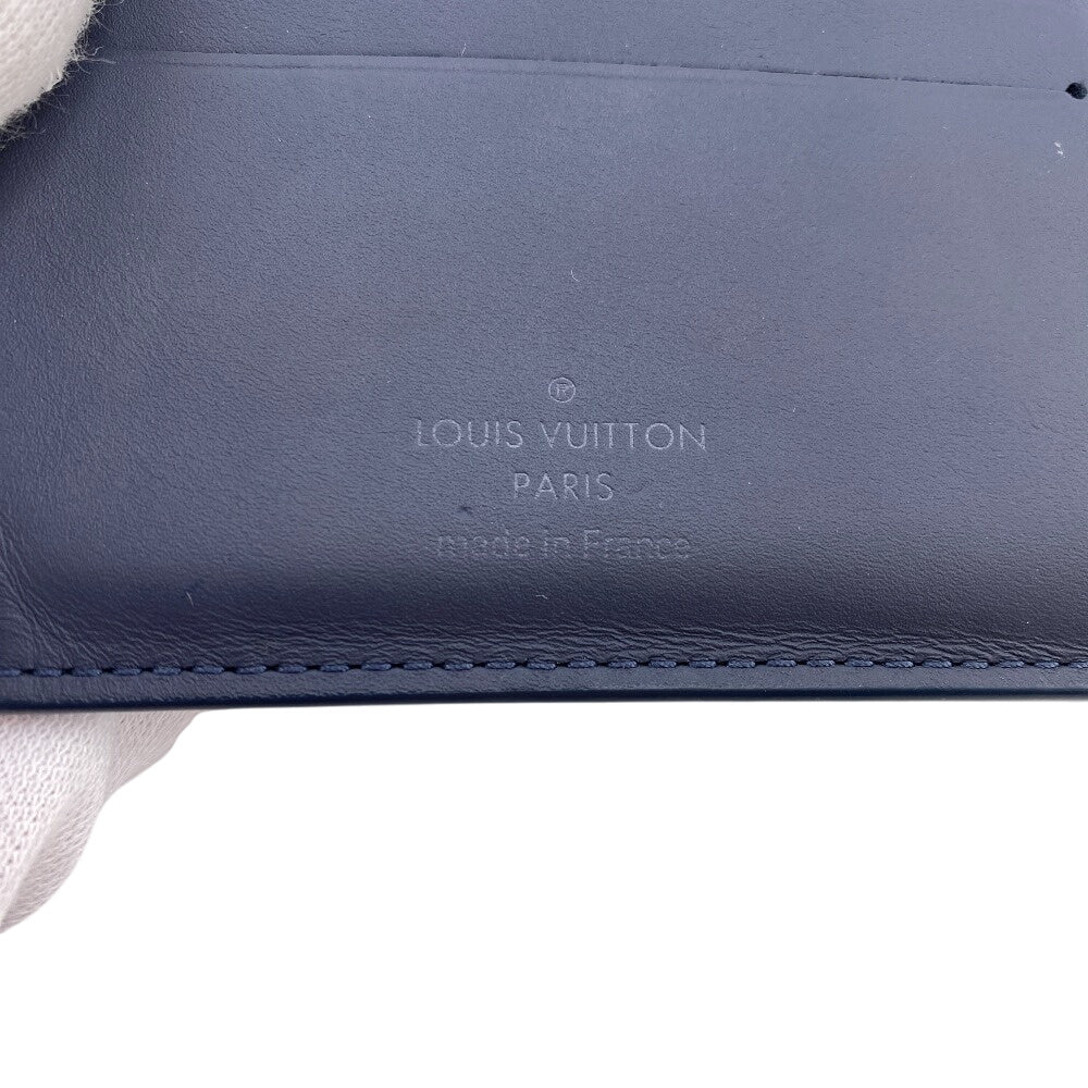 LOUIS VUITTON Bifold Wallet M82323 leather blue Monogram shadow Multipuru