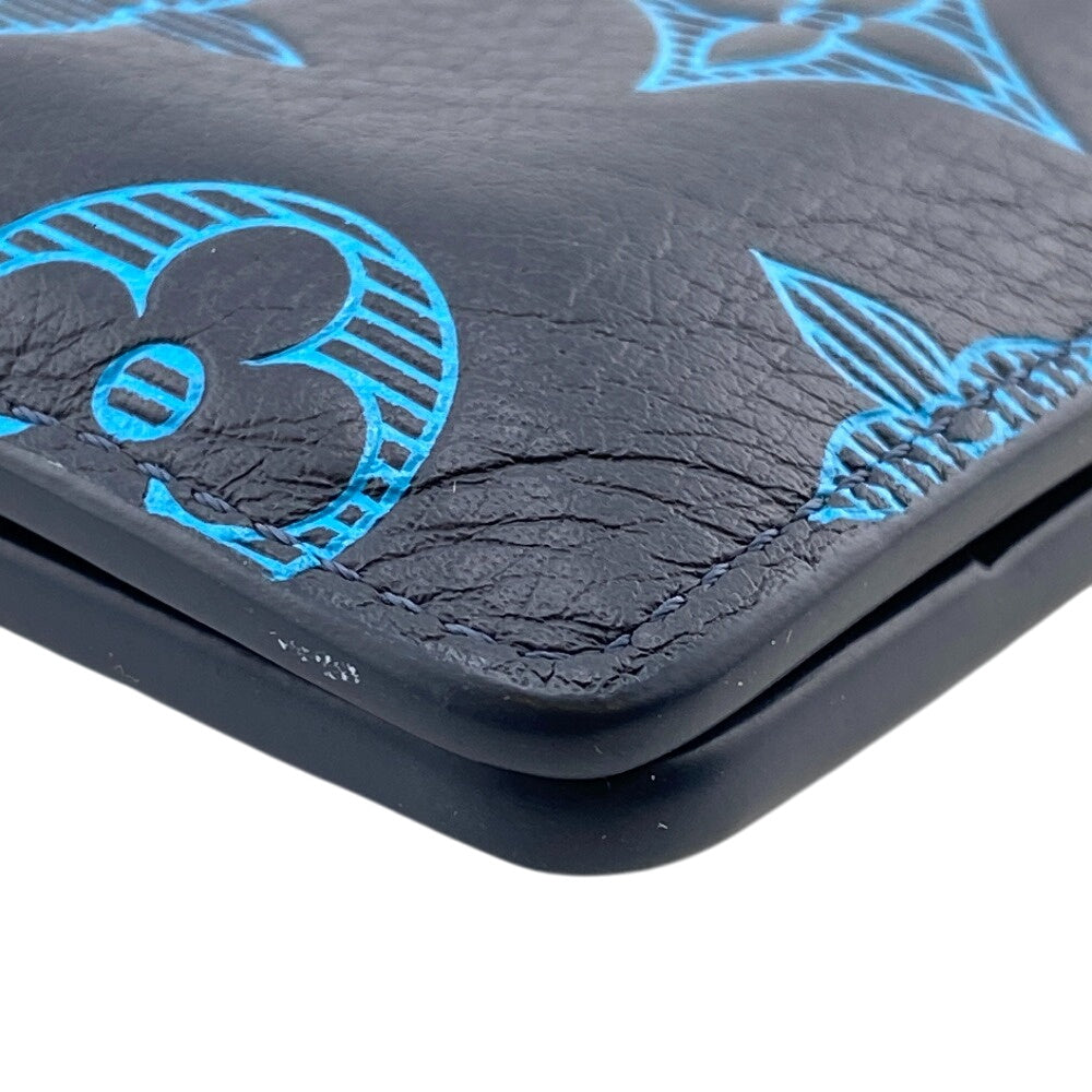 LOUIS VUITTON Bifold Wallet M82323 leather blue Monogram shadow Multipuru