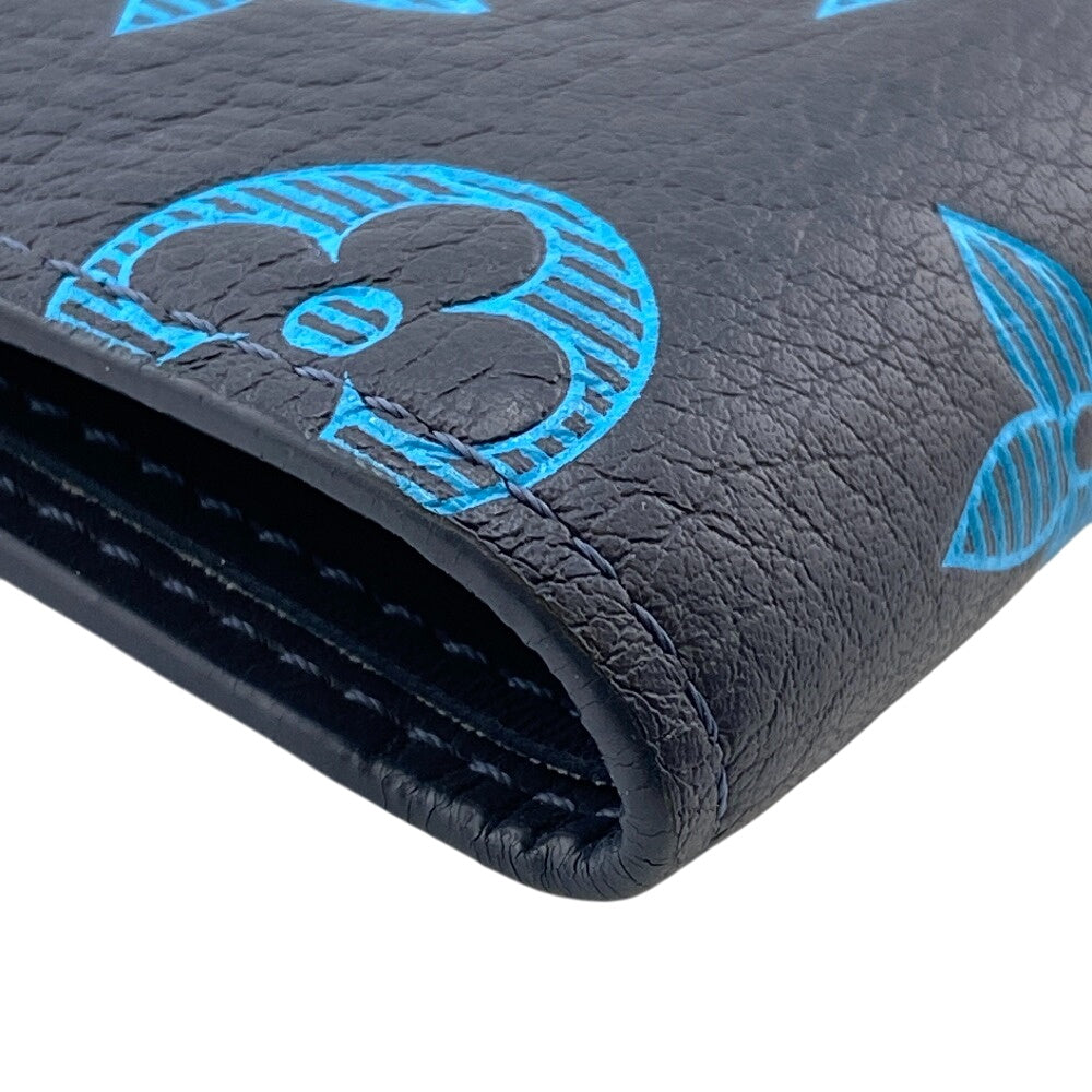 LOUIS VUITTON Bifold Wallet M82323 leather blue Monogram shadow Multipuru
