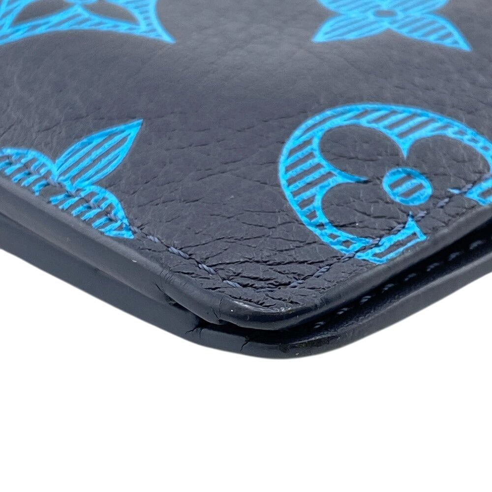 LOUIS VUITTON Bifold Wallet M82323 leather blue Monogram shadow Multipuru