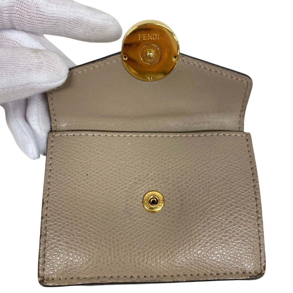 FENDI Tri-fold wallet 8M0395 leather beige micro