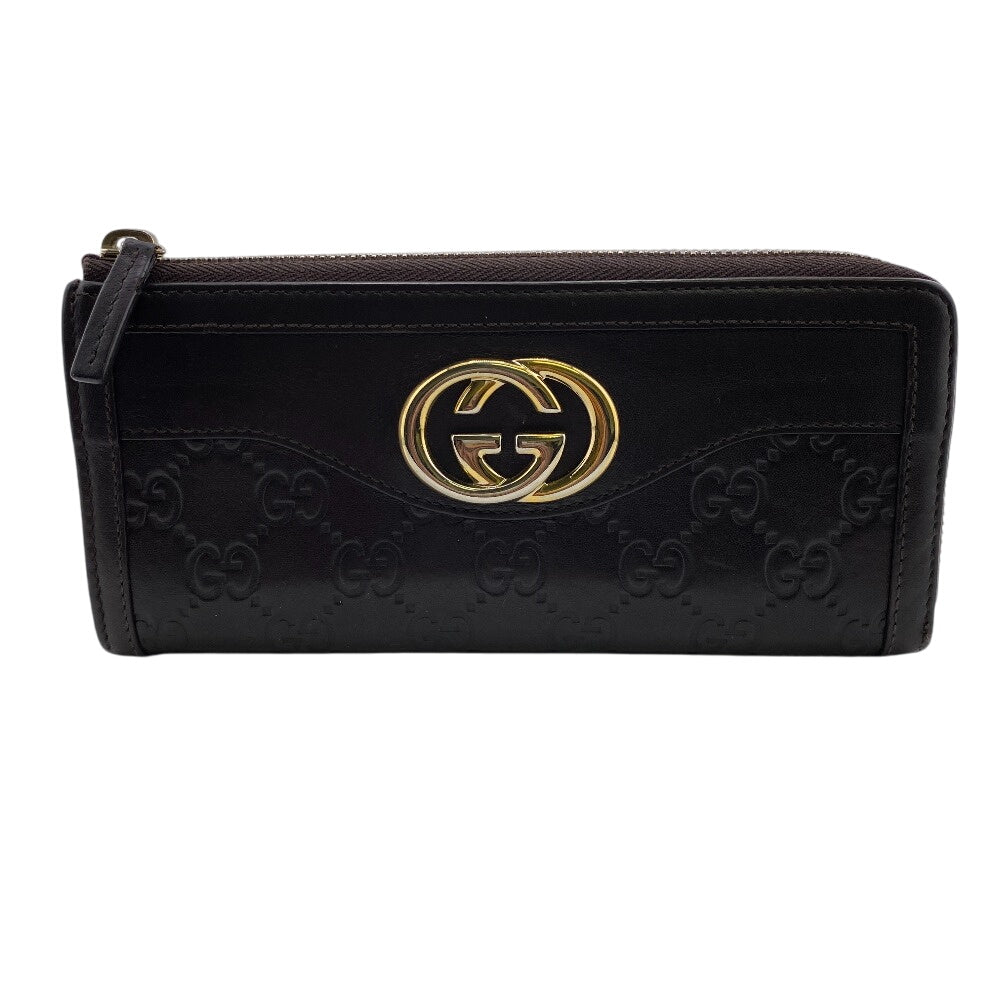 GUCCI Long Wallet Purse 306589 leather Brown Guccisima