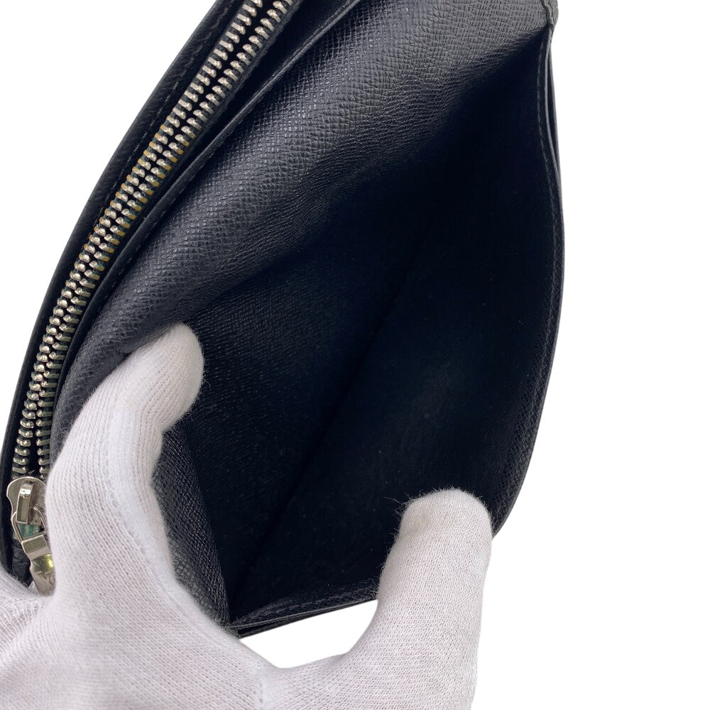LOUIS VUITTON Long Wallet Purse leather black Taiga ardwards Portefeuille Braza