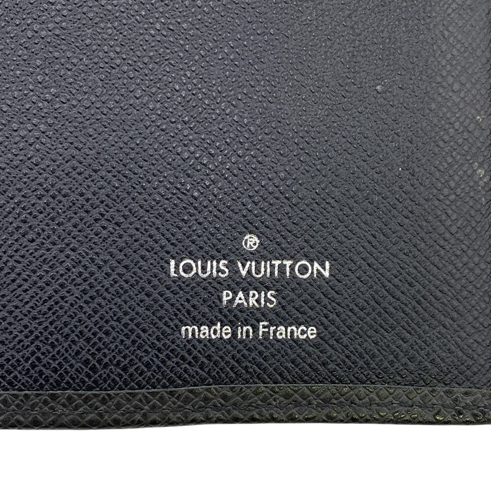 LOUIS VUITTON Long Wallet Purse leather black Taiga ardwards Portefeuille Braza