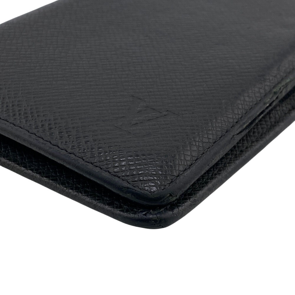 LOUIS VUITTON Long Wallet Purse leather black Taiga ardwards Portefeuille Braza