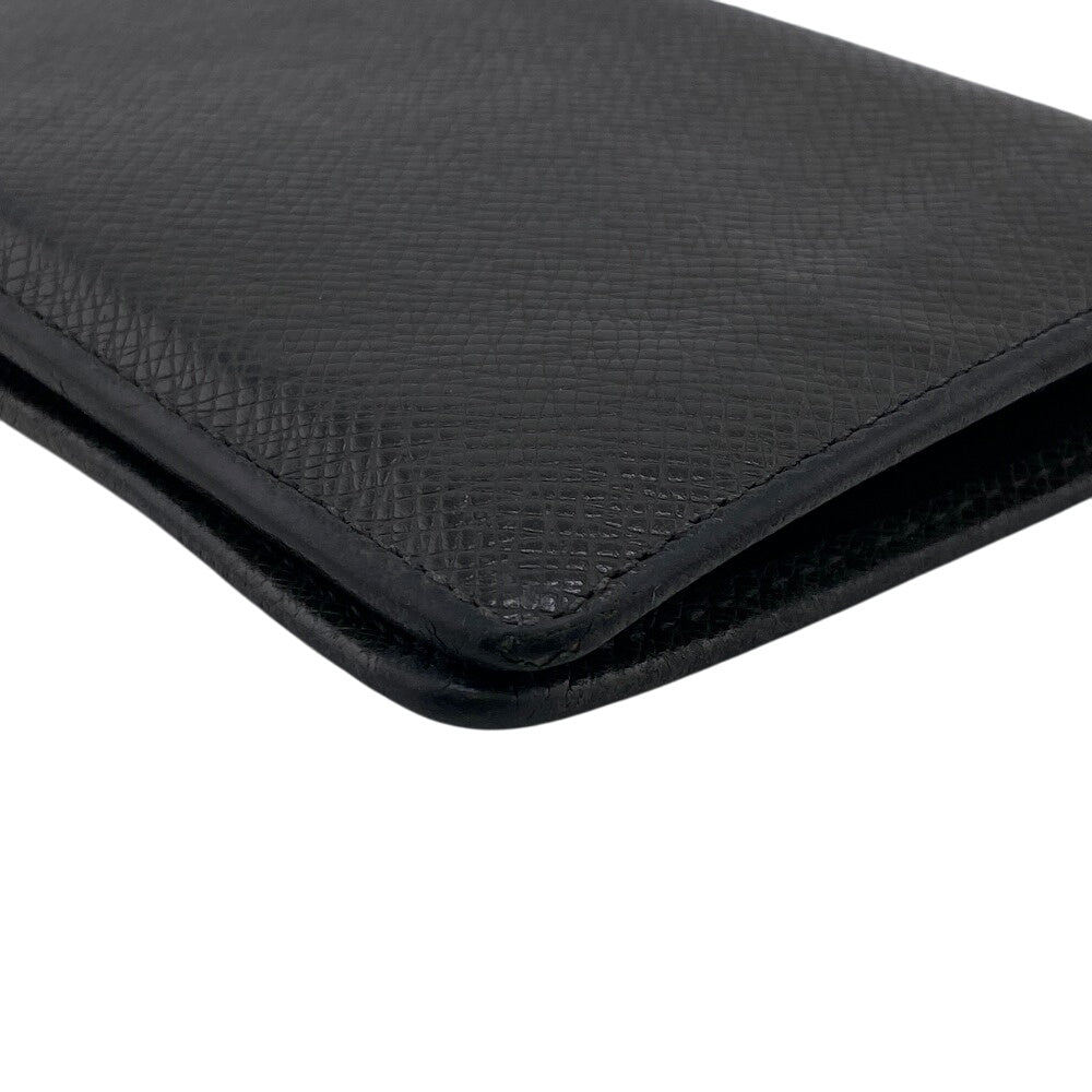 LOUIS VUITTON Long Wallet Purse leather black Taiga ardwards Portefeuille Braza
