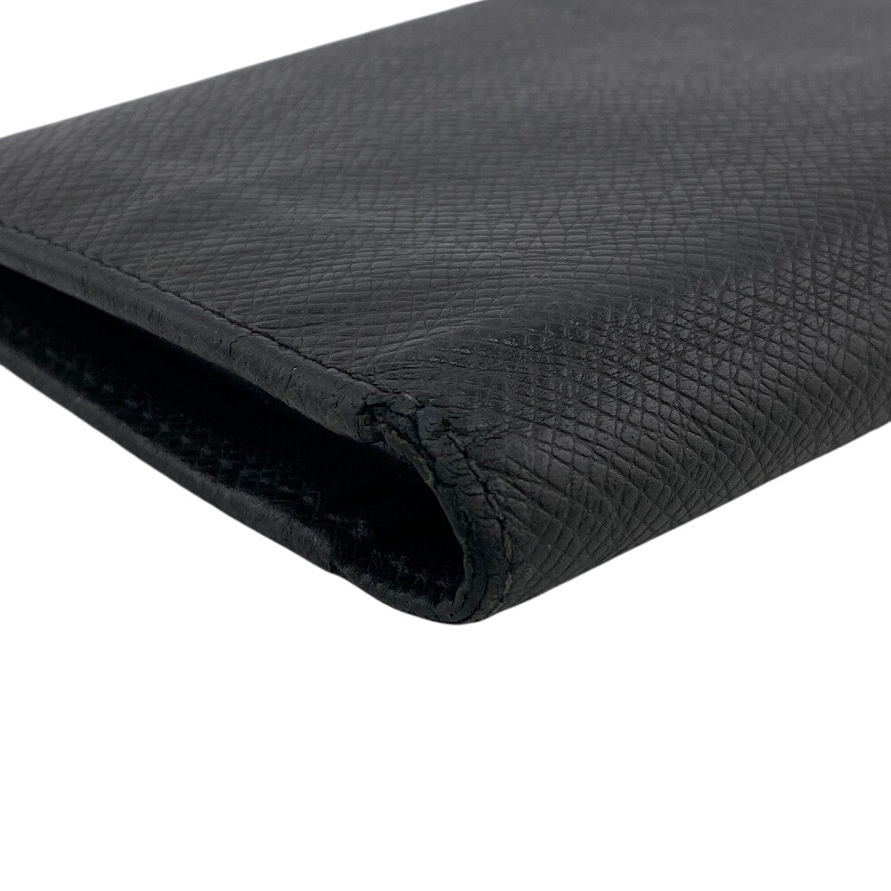 LOUIS VUITTON Long Wallet Purse leather black Taiga ardwards Portefeuille Braza