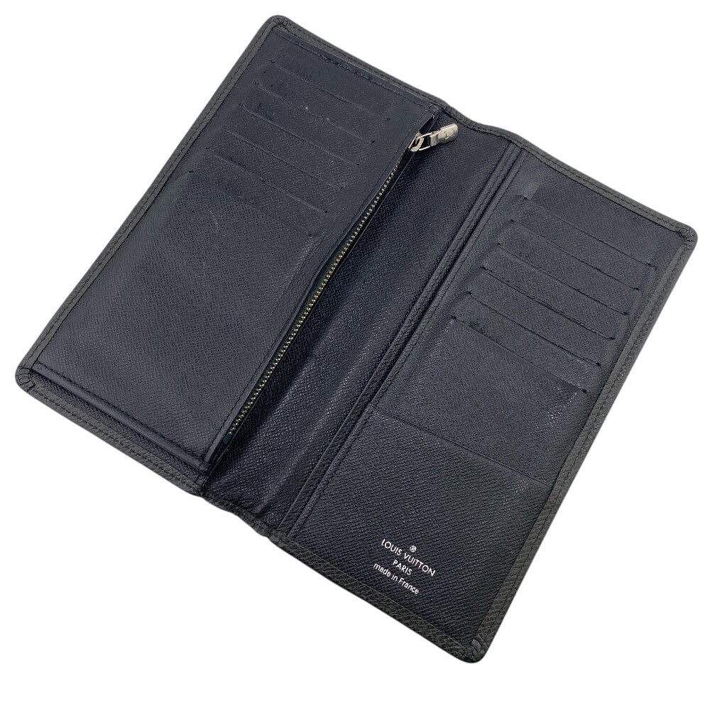 LOUIS VUITTON Long Wallet Purse leather black Taiga ardwards Portefeuille Braza