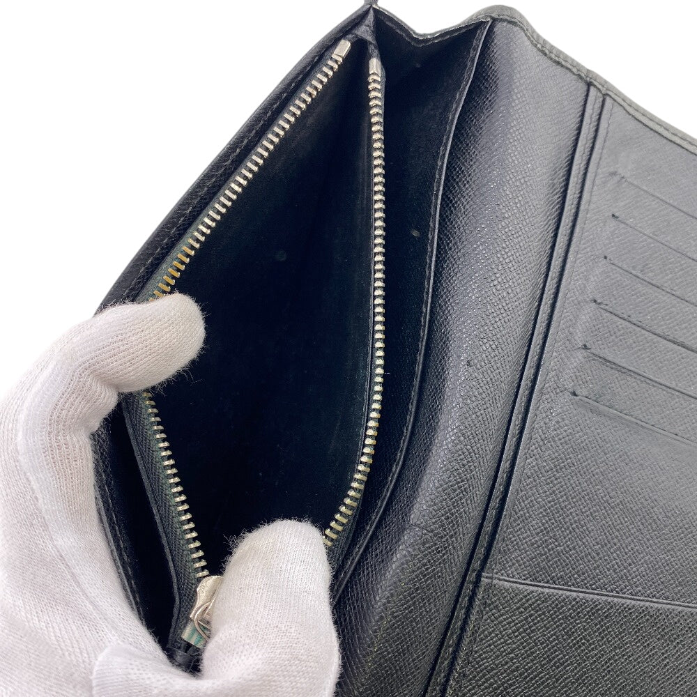 LOUIS VUITTON Long Wallet Purse leather black Taiga ardwards Portefeuille Braza